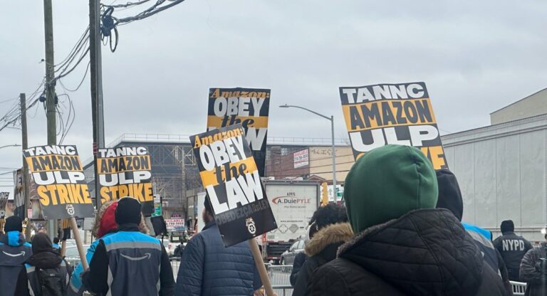 Amazon drivers continue strike at Queens distribution center during holiday delivery crunch